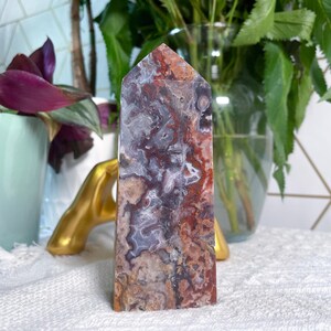 Colorful Crazy Lace Agate Tower - Exact Crystal Shown - Mexican Lace Agate - Agate Crystal Tower - Crazy Lace Agate Point -Crystal Decor U13