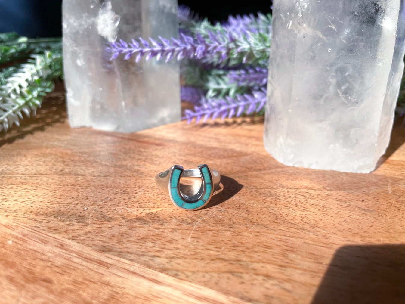 Horseshoe Ring - Genuine Turquoise Ring - Genuine Turquoise Jewelry - Turquoise Jewelry - 925 Sterling Silver -