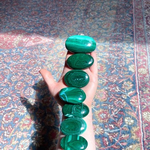 Malachite Palm Stone - Exact Crystals - Blue Malachite - Malachite - Green Crystals - Small Palm Stones - Heart Crystals