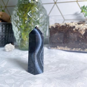Black Agate Tower – You Pick – Shadow Work Crystal – Agate Point – Carved Crystal – Grounding Stone – Imperfect -W22 W23 W24 W25 W26 W27 W28