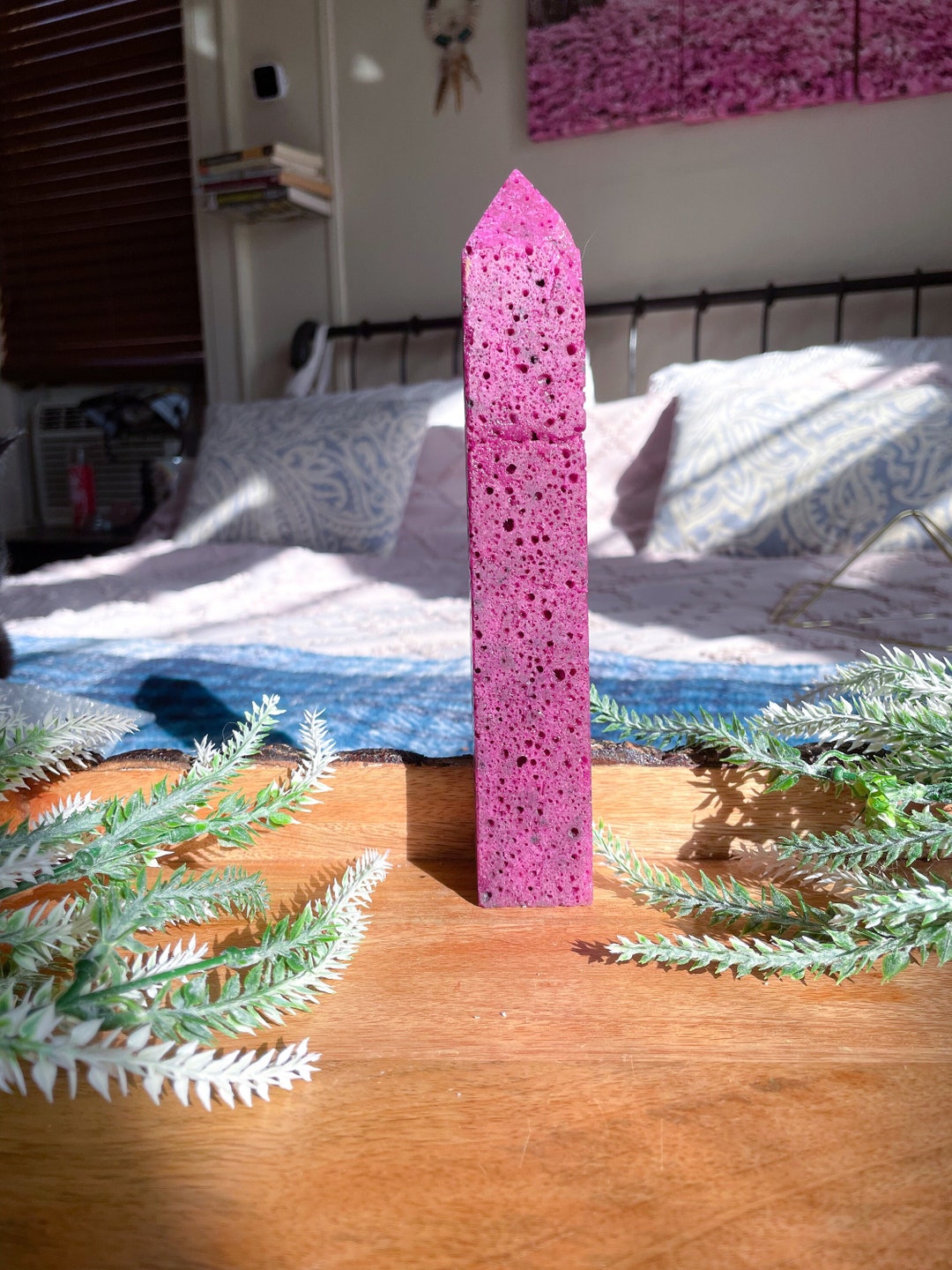 Ruby Crystal Tower Authentic Honeycomb Ruby Tower: Natural Crystal Obelisk for Root Chakra ...