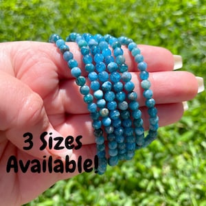 Blue Apatite - 4mm Crystal Bracelet - Blue Apatite Bracelet - Apatite - Blue Crystals - Healing Crystals - Healing Jewelry - Natural Crystal