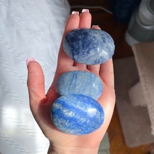 Blue Aventurine Palm Stone - Palm Stones - Meditation Stones - Spiritual Crystals Rocks - Blue Crystals - INSOMNIA HELP -