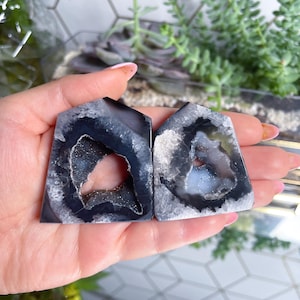 Black Agate Flat Towers -YOU PICK - Druzy Agate -Crystal Towers -Black Agate -Carved Crystals -Black Crystals -Druzy Crystal Q48 Q49 Q50 Q51