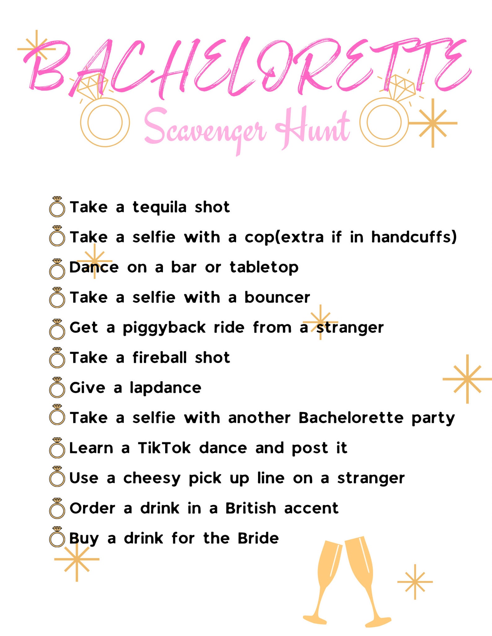 Bachelorette Scavenger Hunt Printable/ Bachelorette Game/ Fun - Etsy
