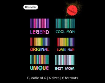Borduurpatroon voor Moederdag | 6 borduurpatronen met barcodes voor de borduurmachine | Borduurpatronen met spreuken | Borduurpatroon voor cadeaus | Direct te downloaden | 4 maten