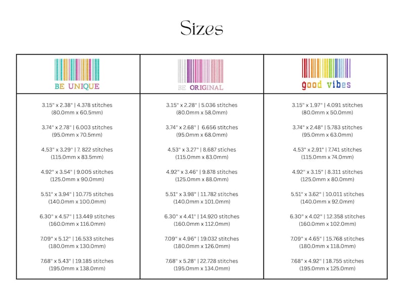 Machine Embroidery Design Barcode Bundle | 3 Lettering Machine Embroidery Designs | Quote Embroidery | Download | 8 Sizes, 3 hoops image 6