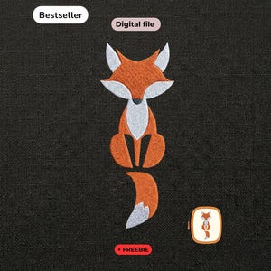 Borduurpatroon van een vos | Schattig dierenborduurpatroon | Digitaal borduurpatroon voor kinderen | Herfstborduurpatroon | Digitale download | 8 maten, 3 borduurringmaten