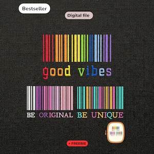 Stickdatei Sprüche Bundle | 3 Barcode Maschinen-Stickdateien | Schrift Stickdesign| Stickdatei Geburtstag | Download | 8 Größen, 3 Rahmen