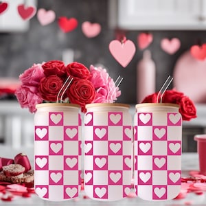Glass Beer Can Iced Coffee Cup-Valentine&#39;s Day-Cute Cup-Iced Coffee-Preppy-Frosted-Bamboo Lid-