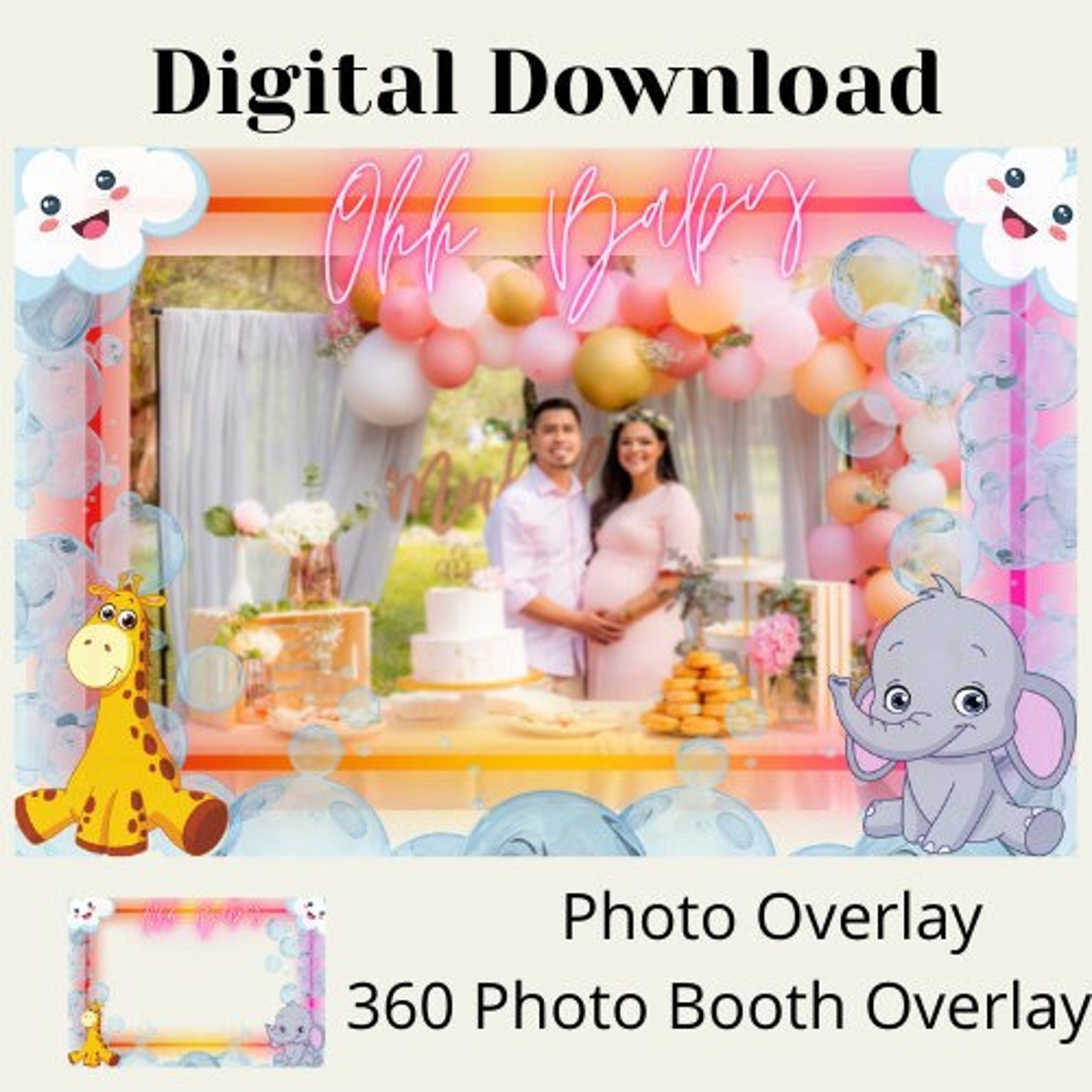 Baby Shower Overlay Photo Booth Overlay Photo Overlay 360 Etsy