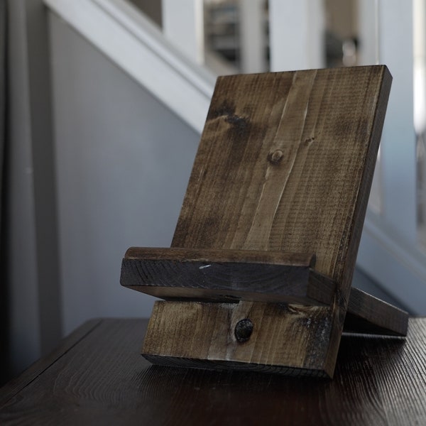 Rustic wood pine tablet/IPad or phone stand or display.  Hand made.