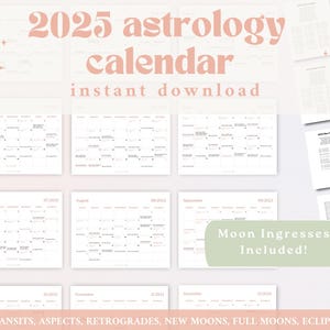 Printable 2025 Astrology Calendar | 2025 Astrological Forecast | 2025 Astrology Wall Calendar | Astrology Digital Planner