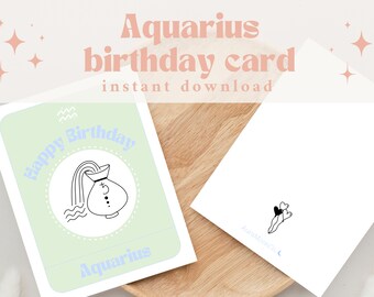 Printable Aquarius Birthday Card | Horoscope Birthday Cards | Capricorn Birthday Wishes | Capricorn Zodiac Birthday Card