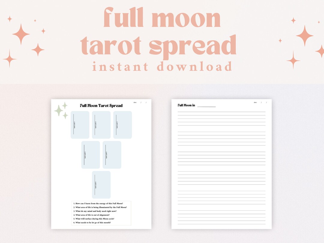 Printable Full Moon Tarot Spread | Tarot Spread PDF | Full Moon Tarot ...