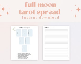 Printable Full Moon Tarot Spread | Tarot Spread PDF | Full Moon Tarot Reading | Full Moon Spread Template | Full Moon Tarot Sheet Printable