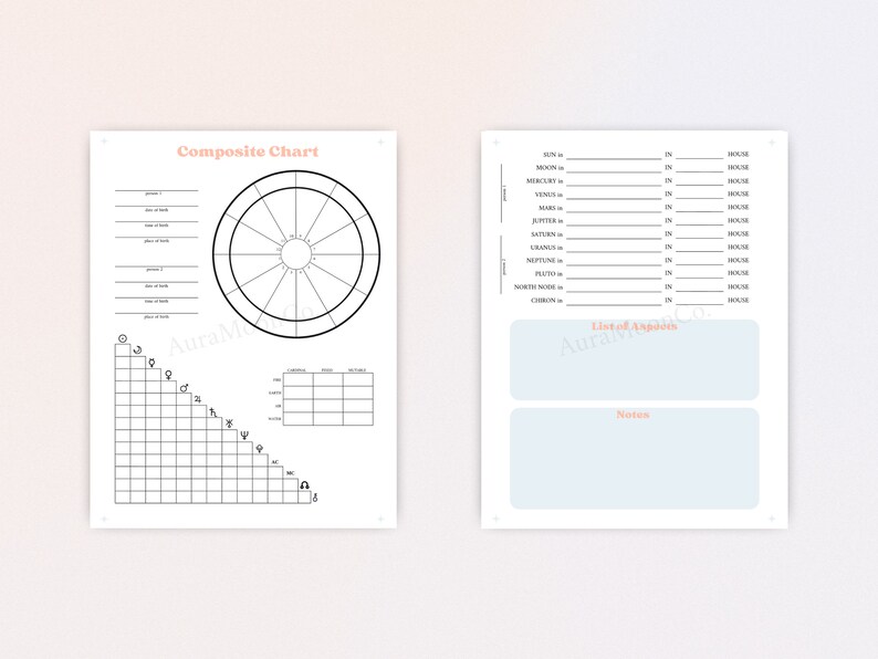 Printable Composite Chart Astrology Chart Template Chart Astrology Composite Chart Book Pdf
