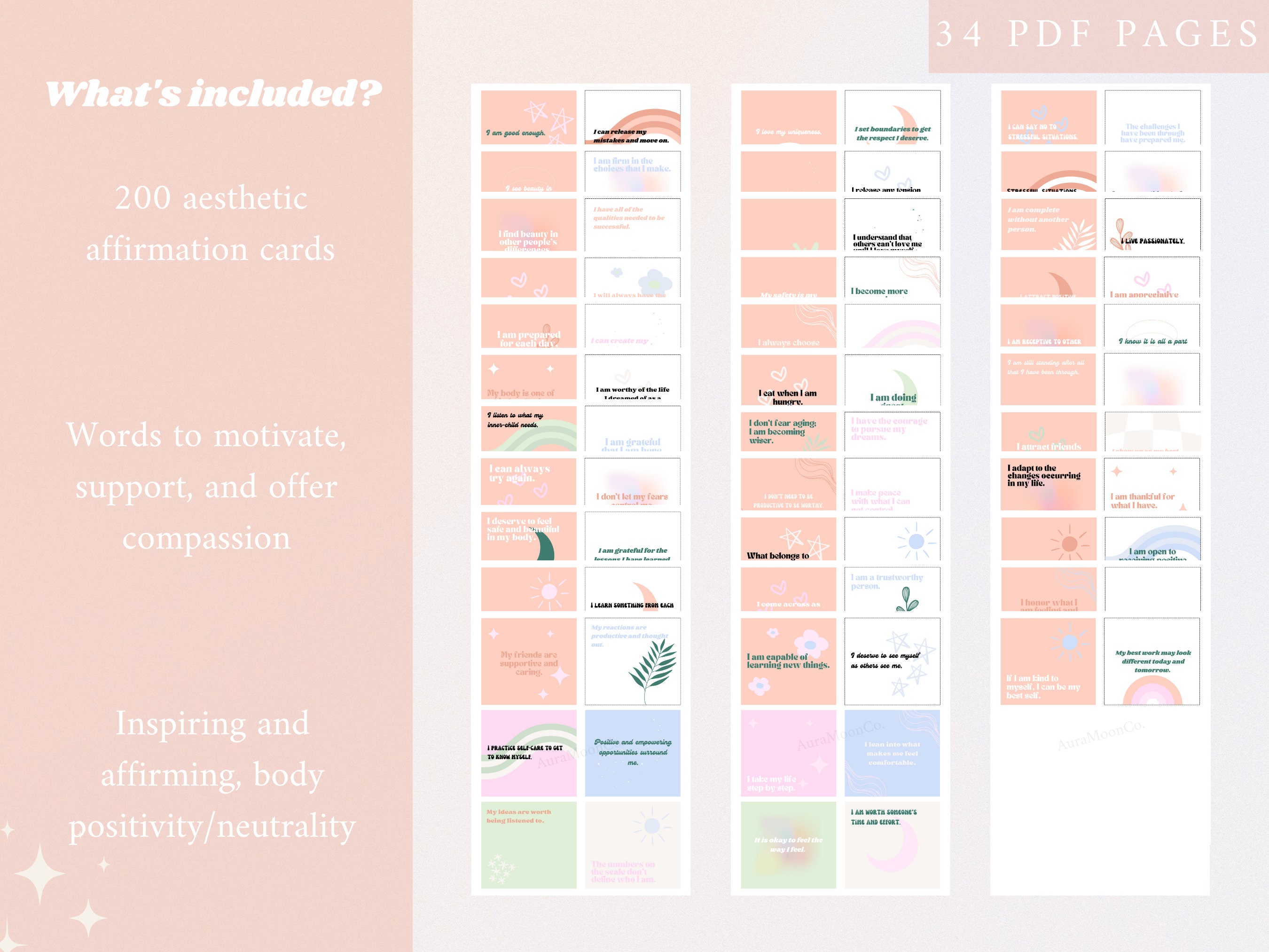 200 Printable Affirmation Cards | PDF Affirmation Cards | Digital ...