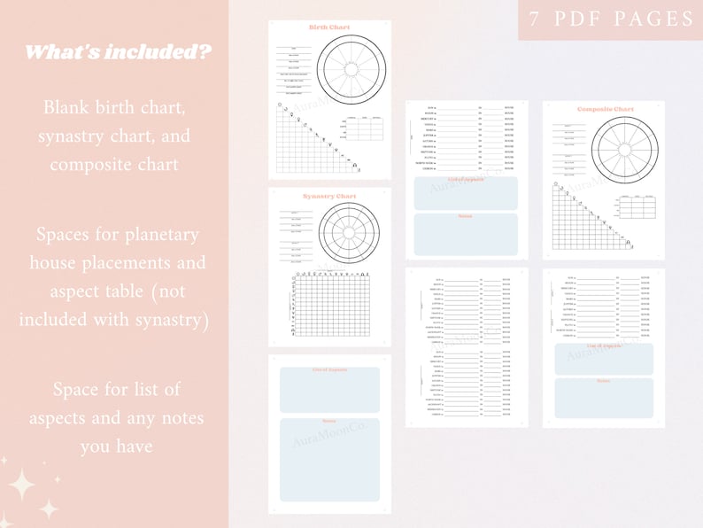 Printable Astrology Charts Templates | Printable Synastry, Composite ...