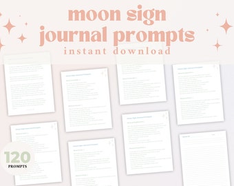 Printable Moon Sign Journal Prompts | Moon Journal 2024 | Moon Journal Template | Moon Sign Journal | Moon Ritual