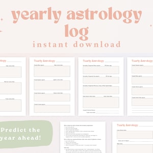 Registro astrológico anual para impressão | Registro de astrologia em branco | Astrologia do próximo ano