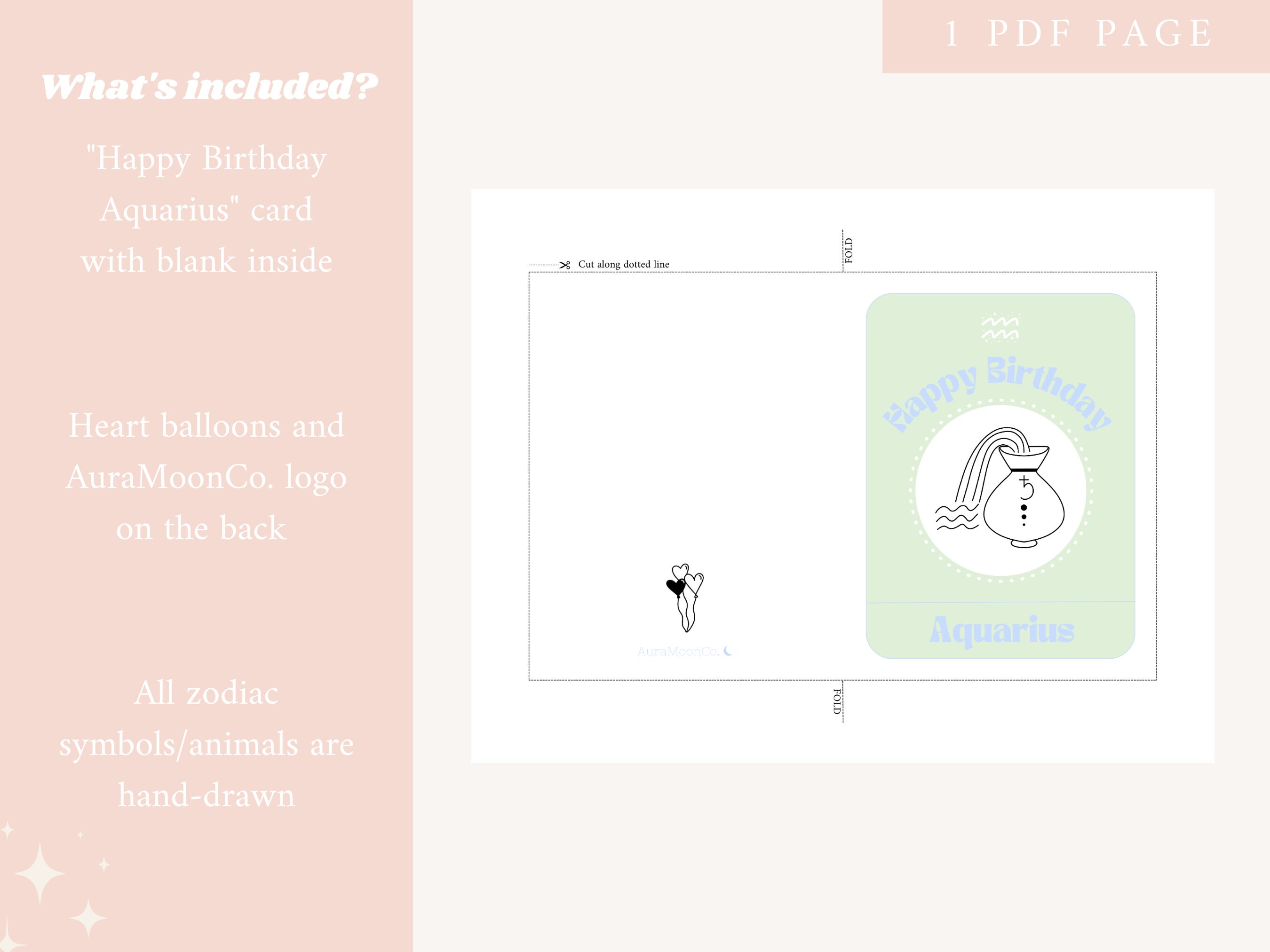 Printable Aquarius Birthday Card | Horoscope Birthday Cards | Capricorn ...