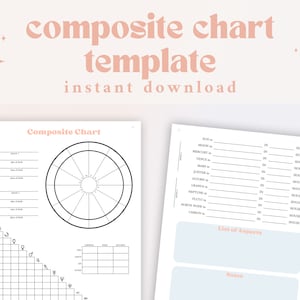 Gráfico compuesto imprimible / Plantilla de gráfico de astrología / Descarga digital de astrología de gráficos / Plantilla de astrología en blanco / Gráfico de astrología PDF