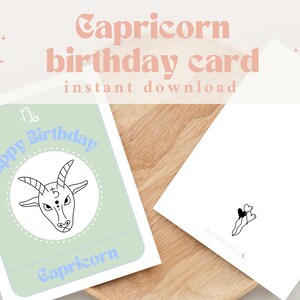 Printable Capricorn Birthday Card | Horoscope Birthday Cards | Capricorn Zodiac Birthday Card