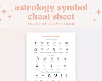 Afdrukbare astrologie symbool Cheatsheet | Snelle referentie astrologie | Astrologie planeet afdrukbaar | Astrologie cheatkaart
