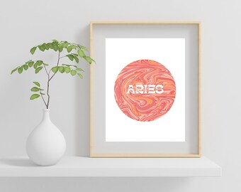 Printable Aries Wall Art | Aesthetic Aries Art | Aries Printable Wall Art | Aries Zodiac Poster | Aries Zodiac Wall Print