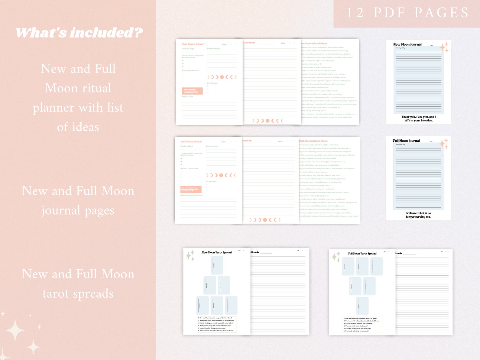 Printable New & Full Moon Ritual Bundle | Digital Moon Journal | Moon ...