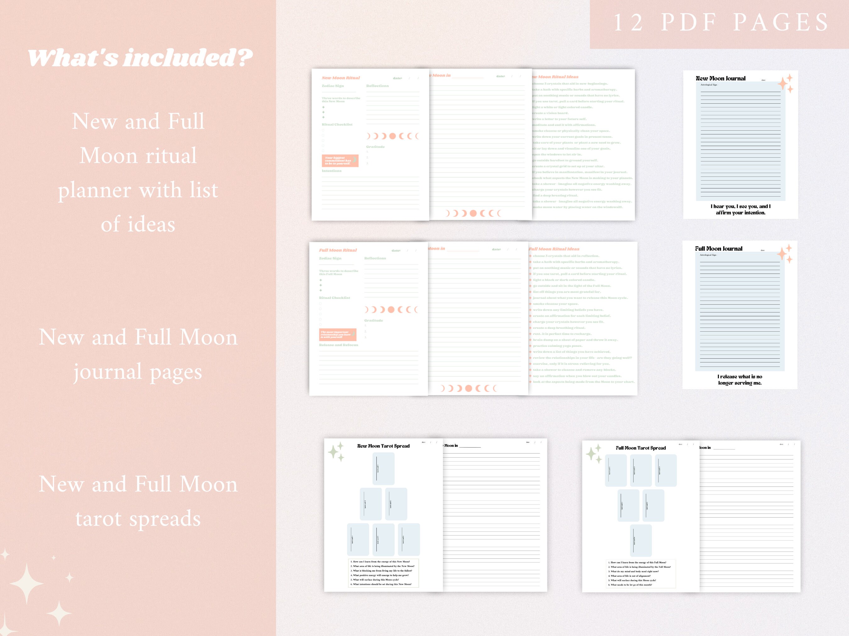 New Moon Ritual Fillable Form Printable New & Full Moon Ritual Bundle | Digital Moon Journal | Moon ...