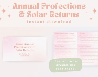 Profezioni annuali stampabili con diapositive della Rivoluzione solare / Impara l'astrologia predittiva / Lettura annuale dell'astrologia / Astrologia avanzata
