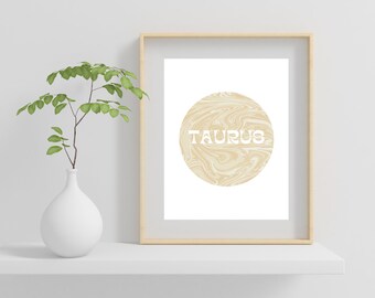 Printable Taurus Wall Art | Printable Taurus Poster | Taurus Zodiac Sign Wall Decor | Taurus PDF Poster | Taurus Astrology Printable