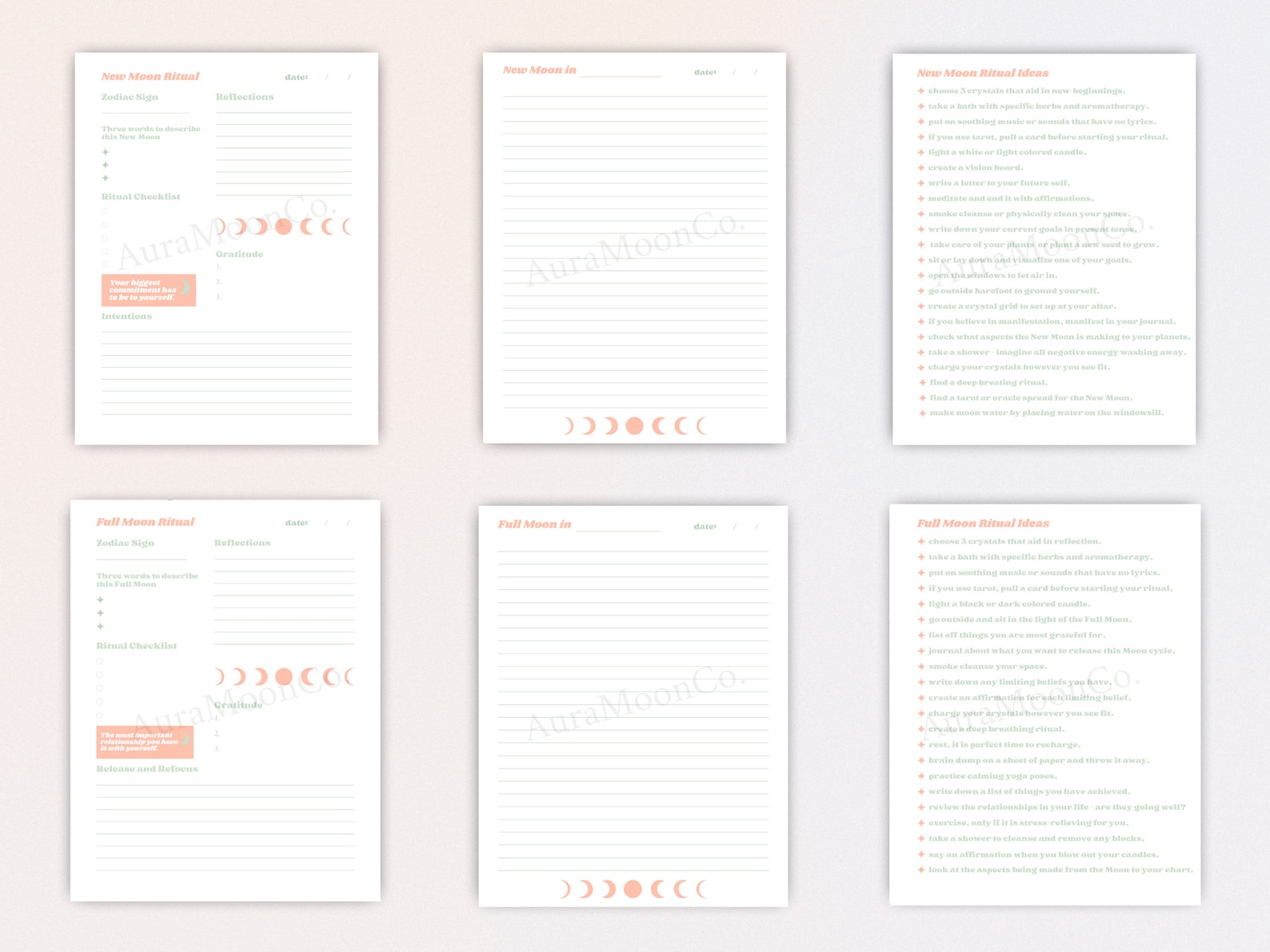 New Moon Ritual Fillable Form Printable New & Full Moon Ritual Bundle | Digital Moon Journal | Moon ...