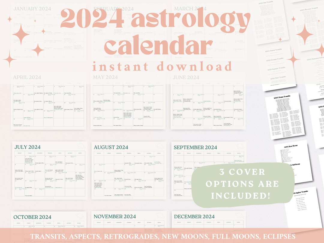 Printable 2024 Astrology Calendar 2024 Astrology Planner Download