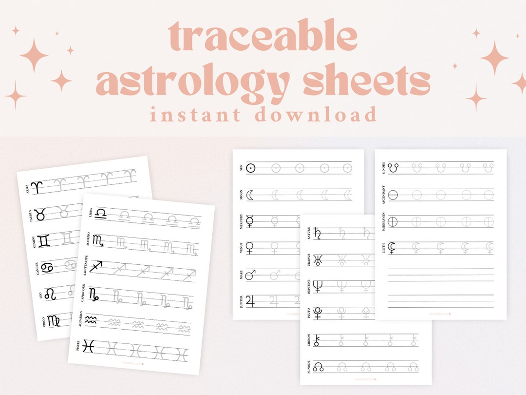 Printable Traceable Astrology Sheets | Astrology Workbook | Astrology ...