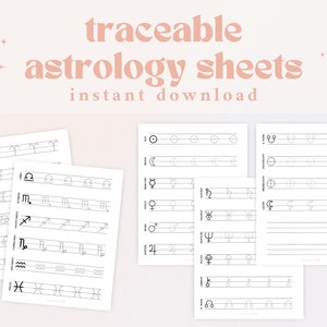 Printable Traceable Astrology Sheets | Astrology Workbook | Astrology Signs PDF | Zodiac Sign Printable | Zodiac Drawing |