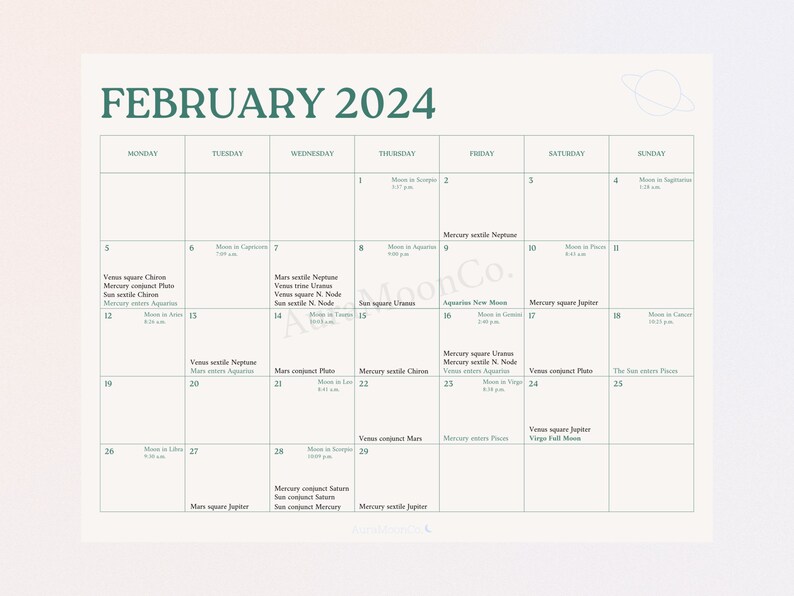 Printable 2025 Astrology Calendar 2025 Astrology Planner Download