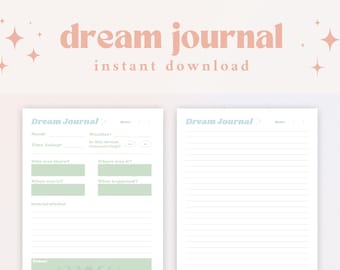 Printable Dream Journal | Dream Journal Digital | Dream Journal Download | Dream Template Printable | Aesthetic Journal Printables