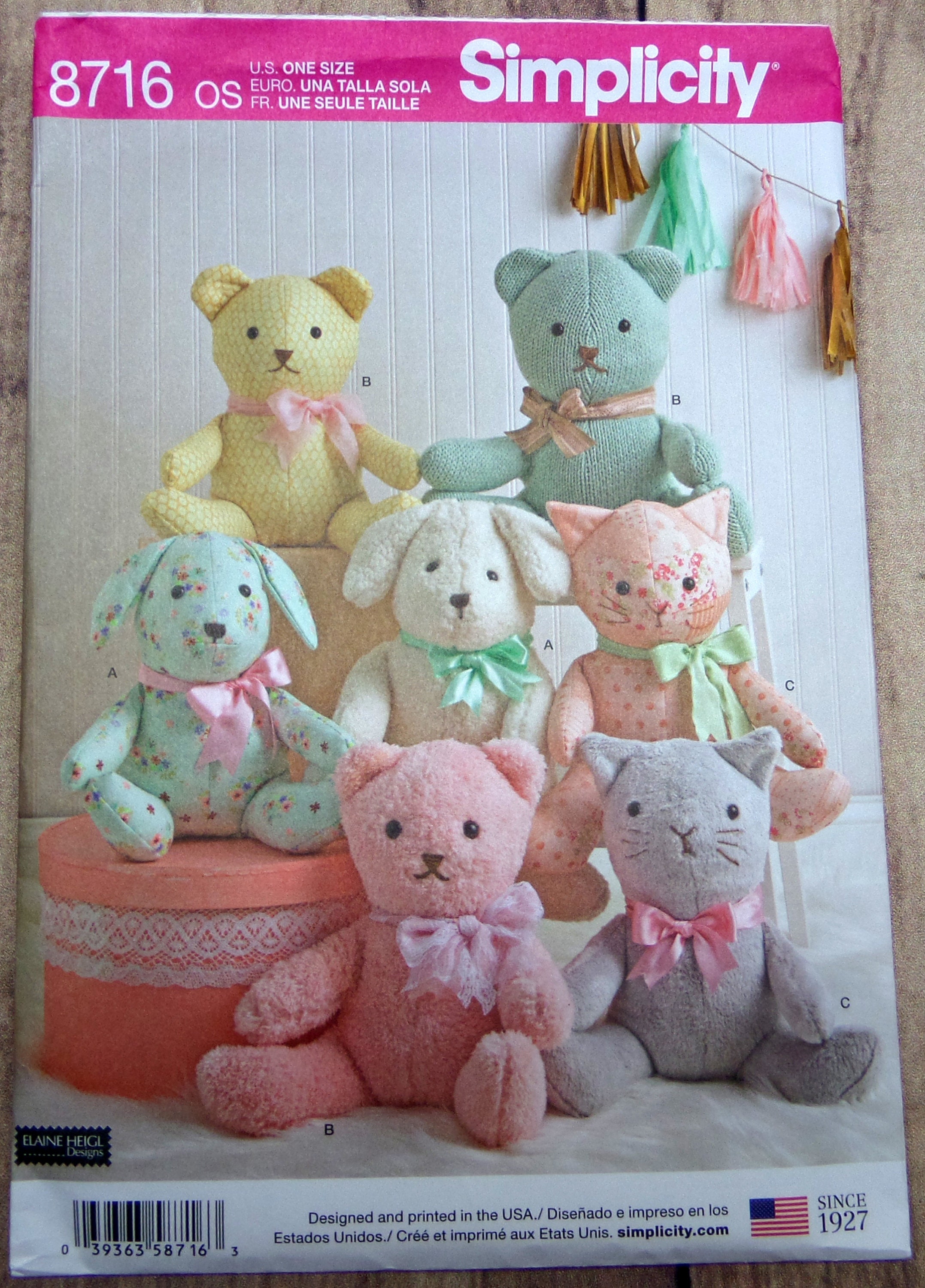 simplicity pattern 8716 stuffed animals