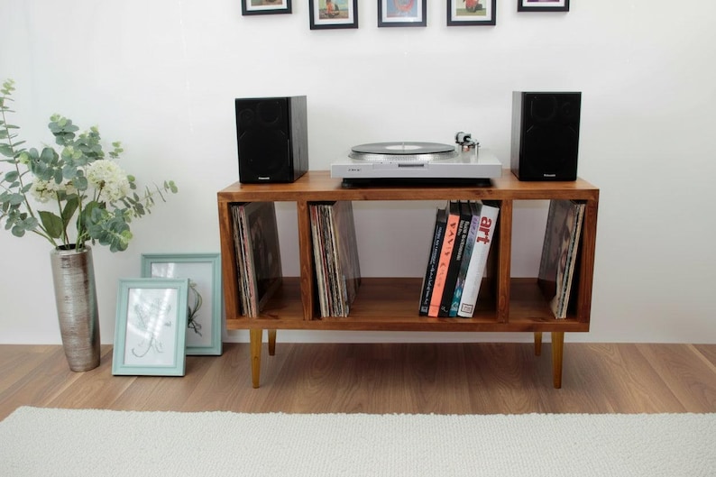 Handmade Solid Wood Record Player Stand: Vinyl Storage Cabinet - Etsy UK