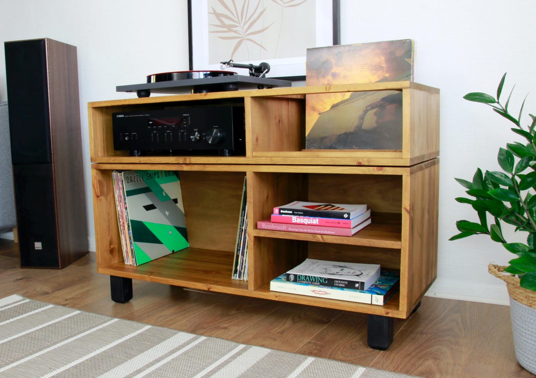 Handmade Solid Wood Record Player Stand: Vinyl Storage Cabinet - Etsy