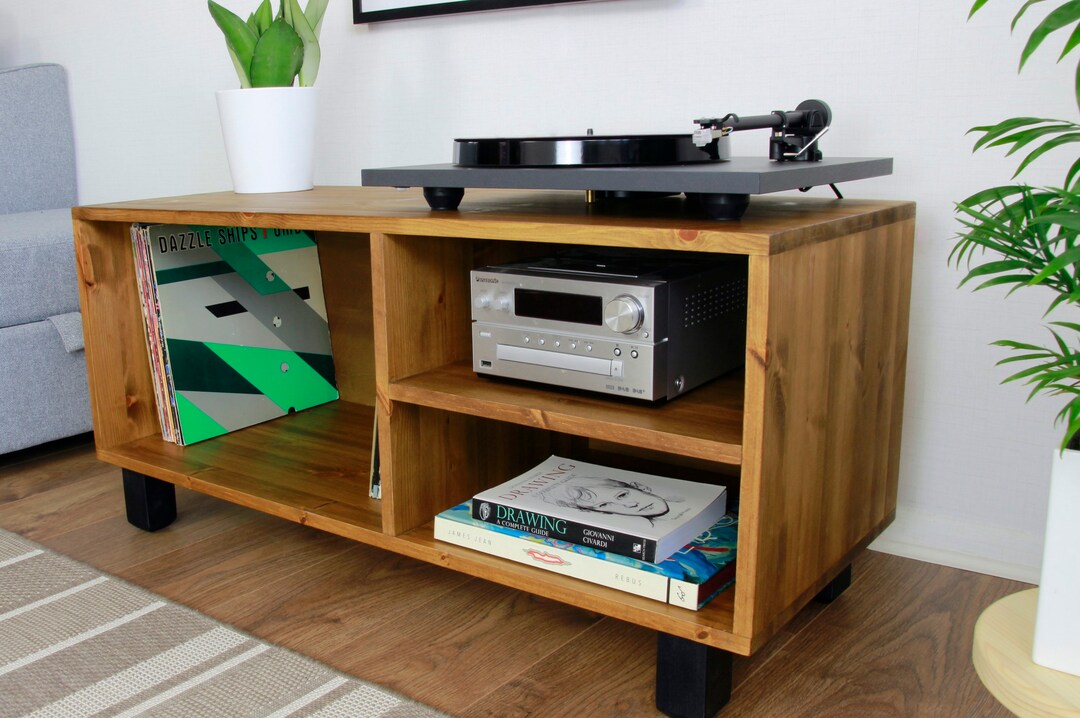 Handmade Solid Wood Record Player Stand: Vinyl Storage Sideboard - Etsy UK