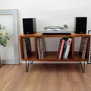 Plattenspielerständer, Vinyl-LP-Schallplattenaufbewahrung, Hifi-Rack, Plattenspielereinheit, Vinyl-Aufbewahrungsmöbel viele Farben erhältlich SEITLICHE ABSCHNITTE Bild 3