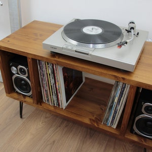 Plattenspielerständer, Vinyl-LP-Schallplattenaufbewahrung, Hifi-Rack, Plattenspielereinheit, Vinyl-Aufbewahrungsmöbel viele Farben erhältlich SEITLICHE ABSCHNITTE Bild 4