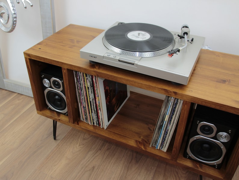 Plattenspielerständer, Vinyl-LP-Schallplattenaufbewahrung, Hifi-Rack, Plattenspielereinheit, Vinyl-Aufbewahrungsmöbel viele Farben erhältlich SEITLICHE ABSCHNITTE Bild 4