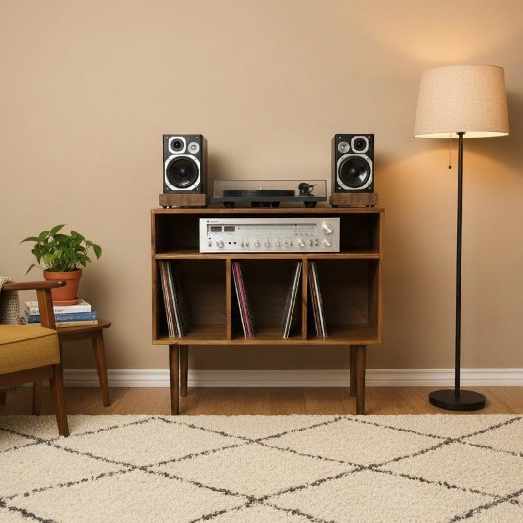 Handcrafted Solid Wood Record Player Stand: Vinyl Storage Unit - Etsy UK