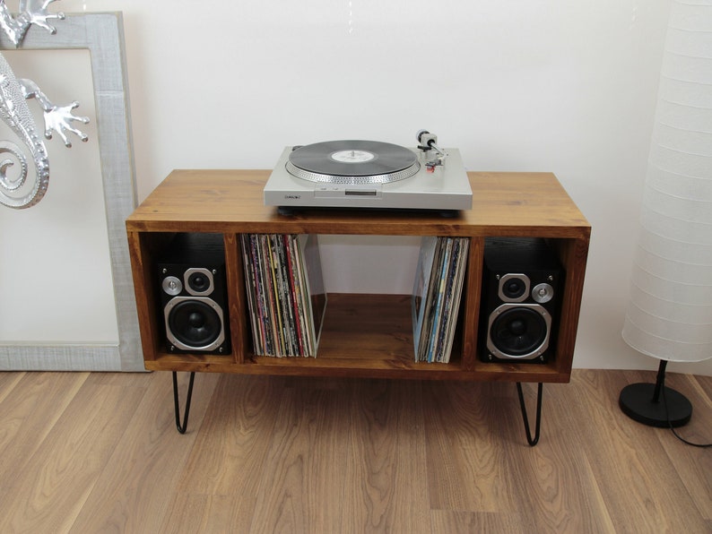 Plattenspielerständer, Vinyl-LP-Schallplattenaufbewahrung, Hifi-Rack, Plattenspielereinheit, Vinyl-Aufbewahrungsmöbel viele Farben erhältlich SEITLICHE ABSCHNITTE Bild 1