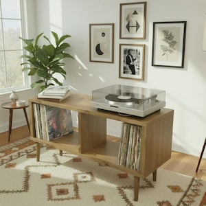 Solid Wood Record Player Stand: Vinyl Storage Cabinet, Hifi Rack
